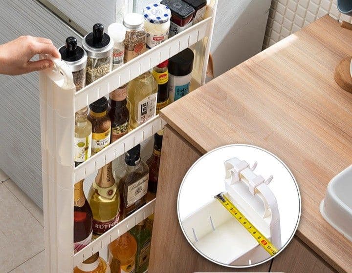 調味料ラック 三段式スリム移動式調味料収納ワゴン