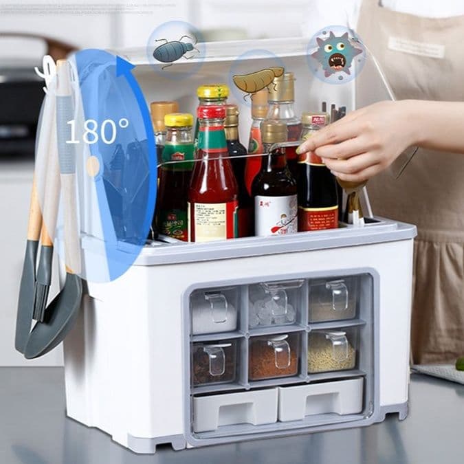 調味料ラック 多機能調味料ラック 調理器具掛け付き卓上収納
